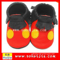 wholesale korean style three colors dot cow leather tassels breathable baby girl shoes